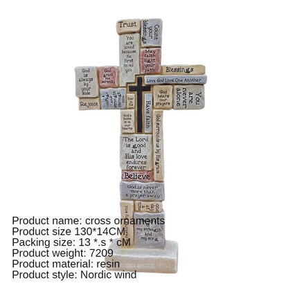 Christianartbag Home Decor, Cross Prayer Sculpture Resin Scene Decoration Cross Jesus Sculpture Ornaments Resin Cross Home Decoration Christian - Christian Art Bag