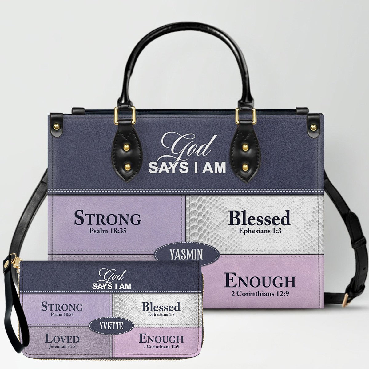 Personalized “God Says I Am” Leather Handbag for Christian Women – Custom Name & Color | CHRISTIANARTBAG 0111725