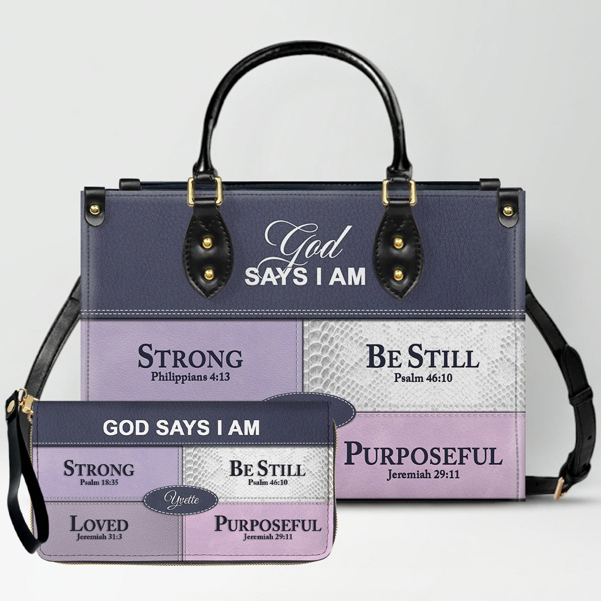 Personalized “God Says I Am” Leather Handbag for Christian Women – Custom Name & Color | CHRISTIANARTBAG 0111825