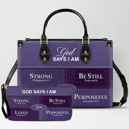 Personalized “God Says I Am” Leather Handbag for Christian Women – Custom Name & Color | CHRISTIANARTBAG 0111825