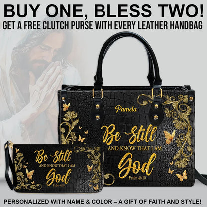 Personalized Leather Handbag with Custom Name & Bible Verse - Personalized Christian Leather Handbag & Wallet Set | CHRISTIANARTBAG™