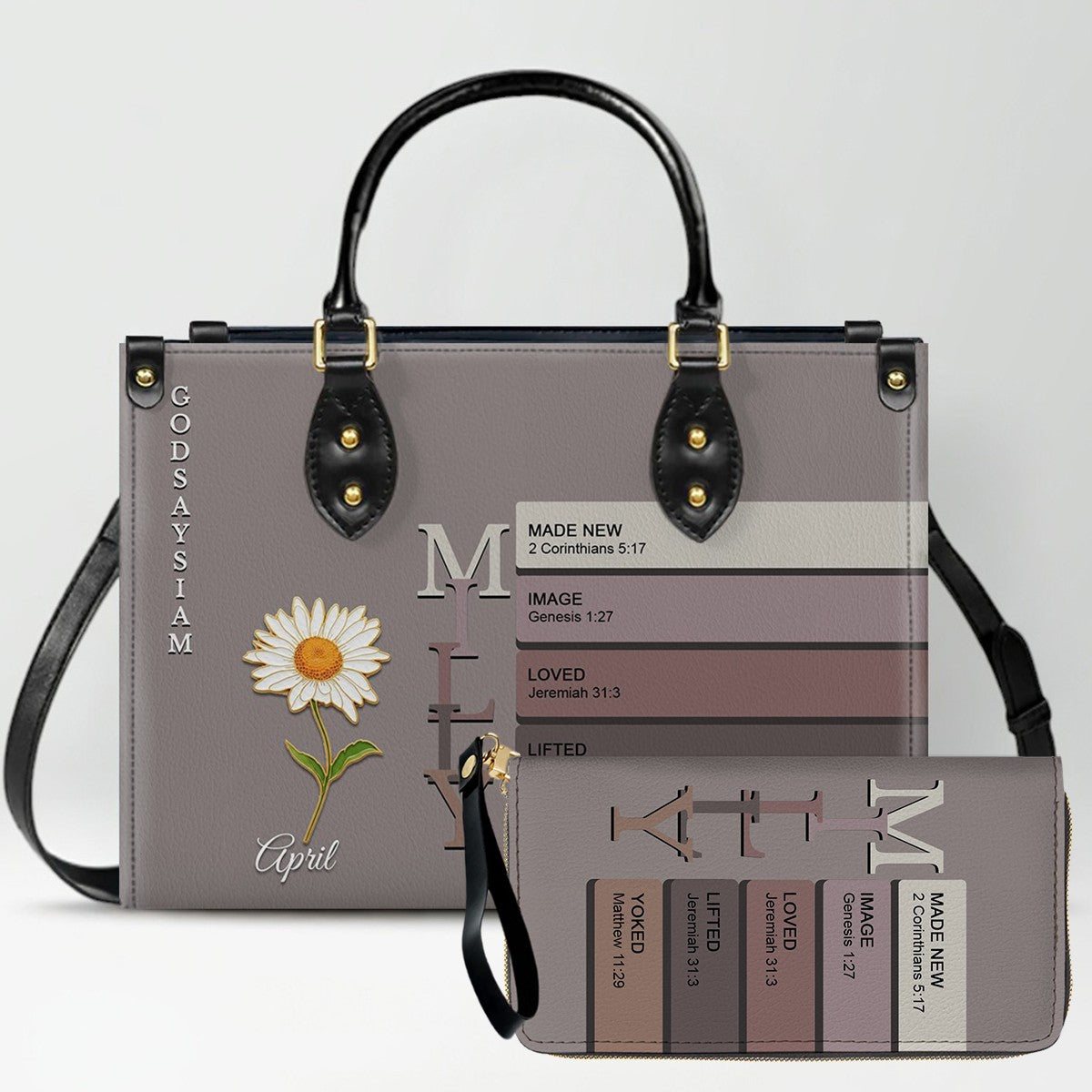 Uncover the sacred meaning of your name - Custom Name & Month Flower - Personalized Leather Handbag - CHRISTIANARTBAG 01181125