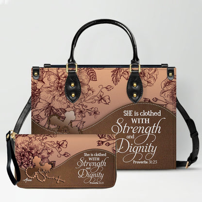 SET – Personalized Leather Handbag & Clutch | Christian Gift by CHRISTIANARTBAG