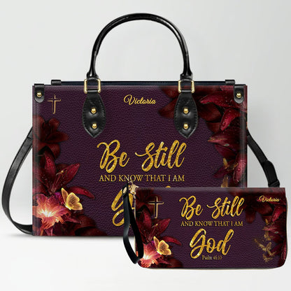 Set Personalized Leather Handbag With Long Wallet – Custom Name & Bible Verse | Burgundy Christian Gift for Women – CHRISTIANARTBAG