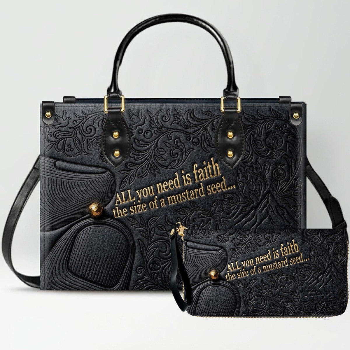 Personalized Leather Handbag "Faith as a Mustard Seed" | CHRISTIANARTBAG 02080526