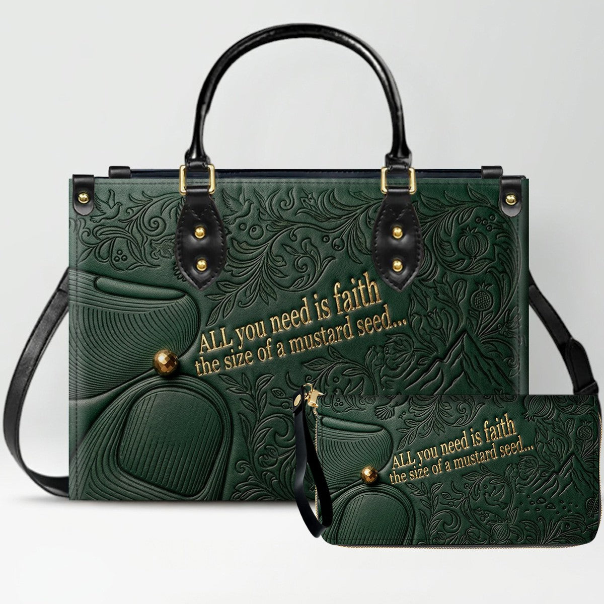Personalized Leather Handbag "Faith as a Mustard Seed" | CHRISTIANARTBAG 02080526