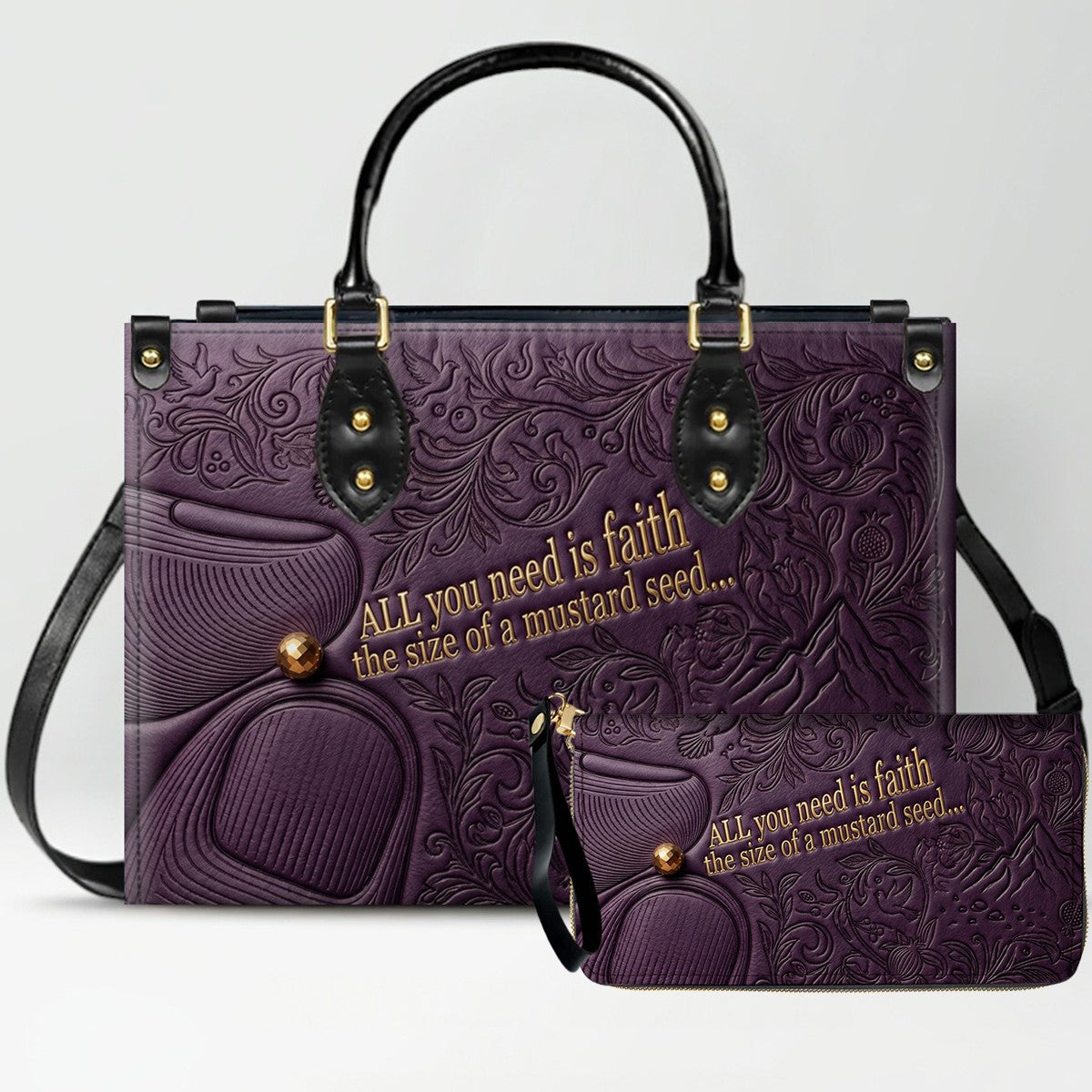 Personalized Leather Handbag "Faith as a Mustard Seed" | CHRISTIANARTBAG 02080526
