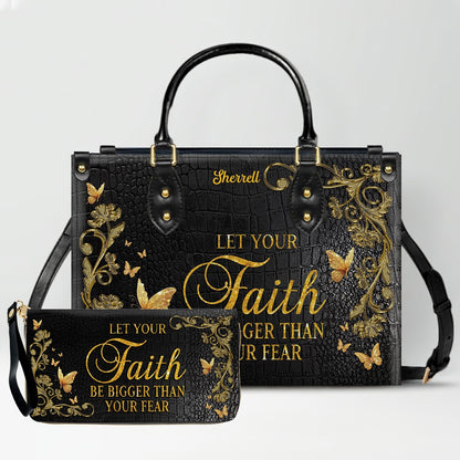 Personalized Leather Handbag with Custom Name & Bible Verse - Personalized Christian Leather Handbag & Wallet Set | CHRISTIANARTBAG™