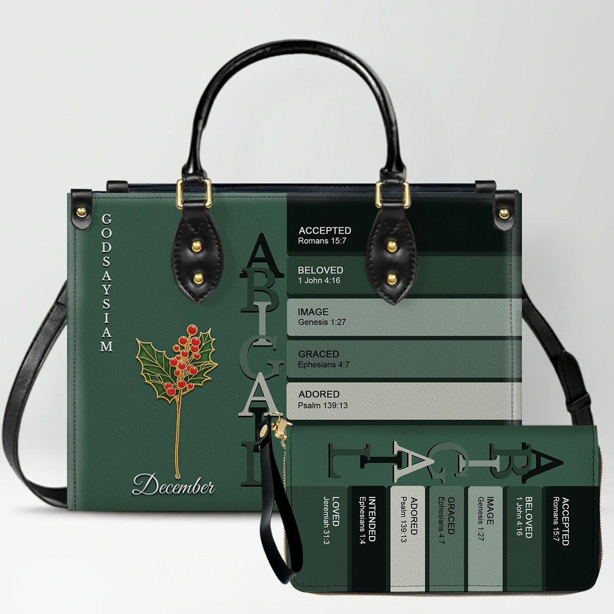 Uncover the sacred meaning of your name - Custom Name & Month Flower - Personalized Leather Handbag - CHRISTIANARTBAG 01181125