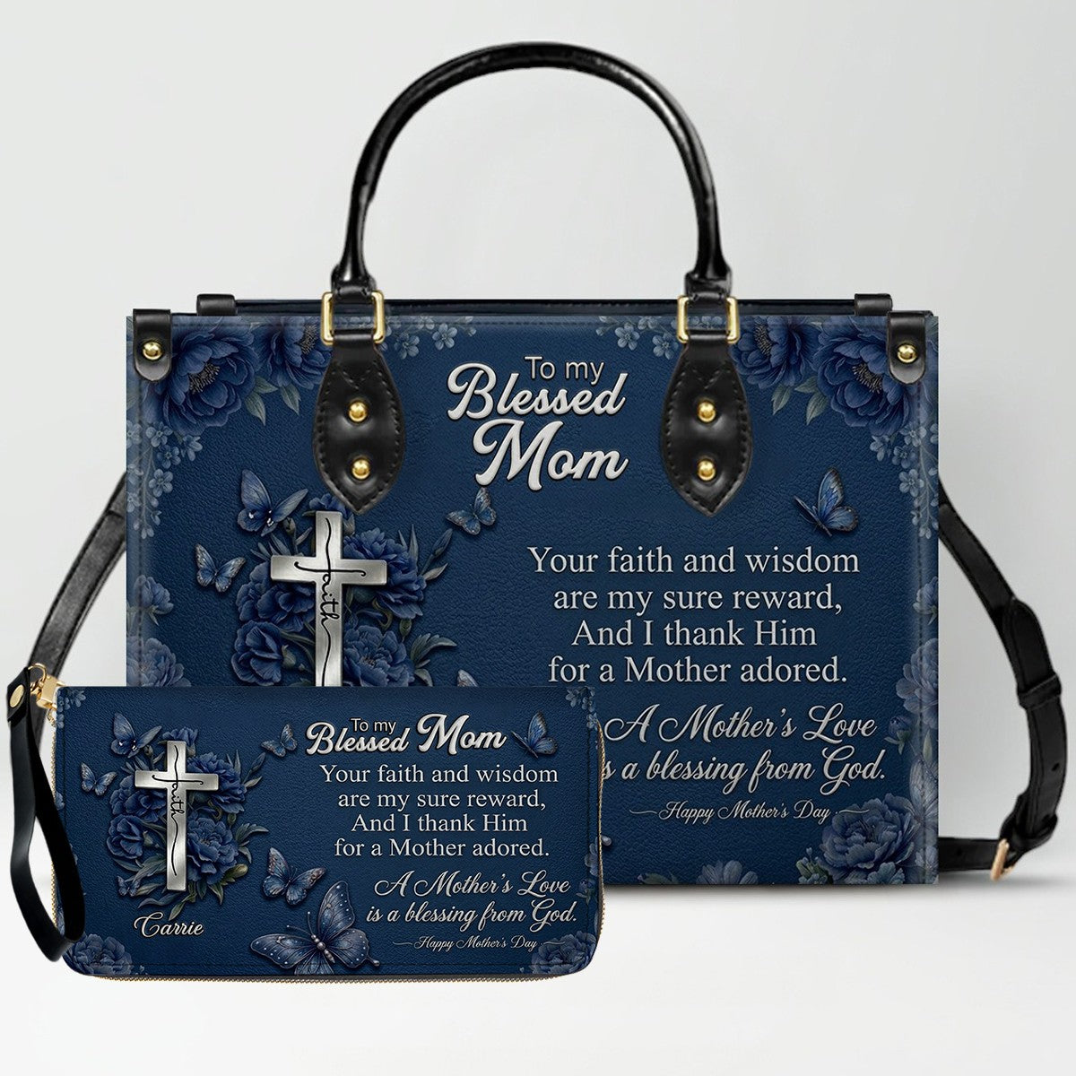 CHRISTIANARTBAG | Personalized Leather Handbag - Blessed Mother Edition - Custom Name & Faith Design CAB14626