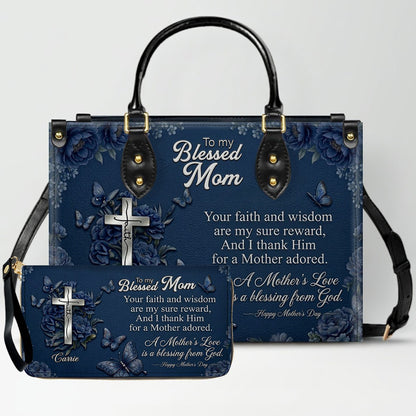CHRISTIANARTBAG | Personalized Leather Handbag - Blessed Mother Edition - Custom Name & Faith Design CAB14626