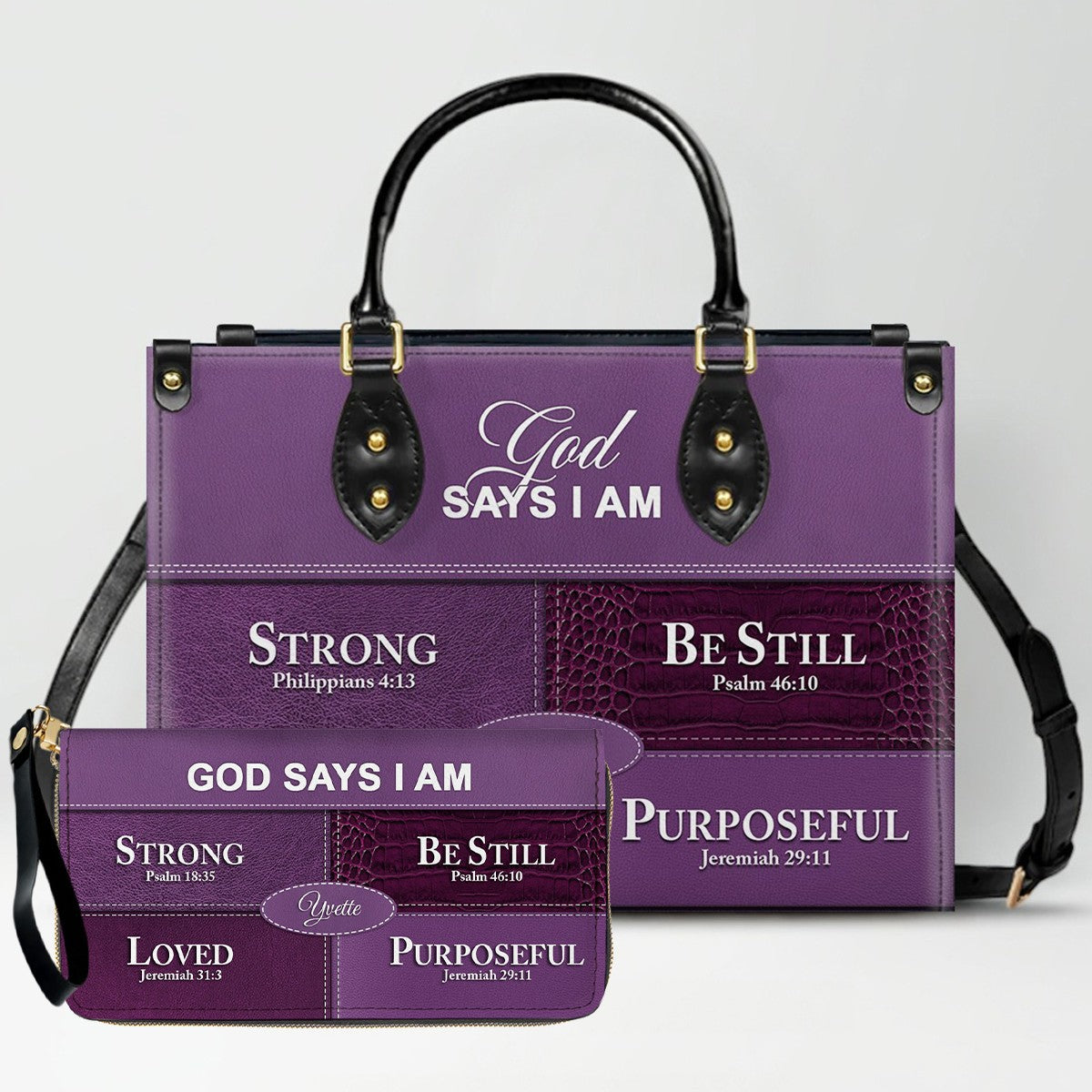 Personalized “God Says I Am” Leather Handbag for Christian Women – Custom Name & Color | CHRISTIANARTBAG 0111825