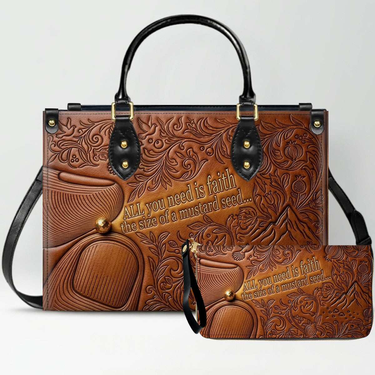 Personalized Leather Handbag "Faith as a Mustard Seed" | CHRISTIANARTBAG 02080526