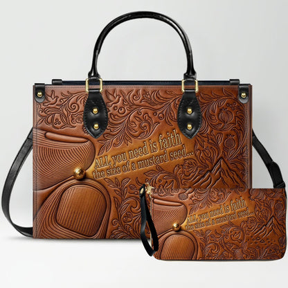 Personalized Leather Handbag "Faith as a Mustard Seed" | CHRISTIANARTBAG 02080526