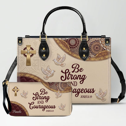 CHRISTIANARTBAG Personalized Leather Handbag and Long Wallet Set, Custom Name Scripture Bible Verse Tote Bag, Christian Gifts for Women CAB01051826