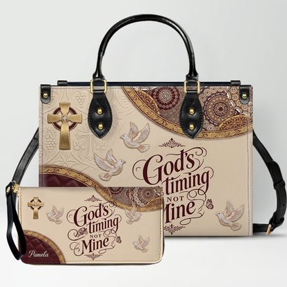 CHRISTIANARTBAG Personalized Leather Handbag and Long Wallet Set, Custom Name Scripture Bible Verse Tote Bag, Christian Gifts for Women CAB01051826