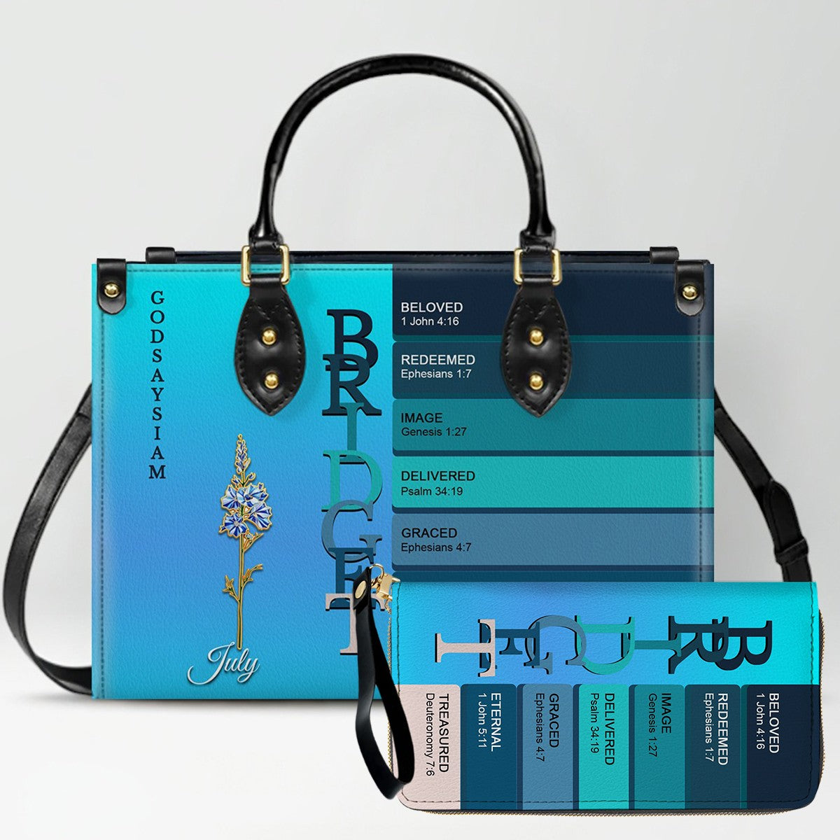 Uncover the sacred meaning of your name - Custom Name & Month Flower - Personalized Leather Handbag - CHRISTIANARTBAG 01181125