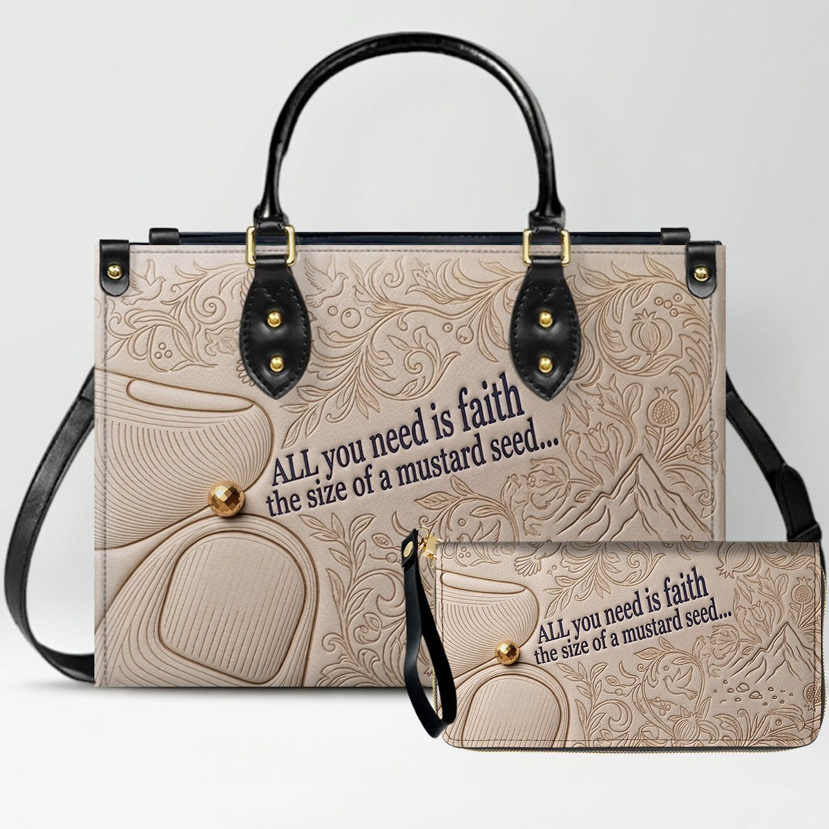 Personalized Leather Handbag "Faith as a Mustard Seed" | CHRISTIANARTBAG 02080526