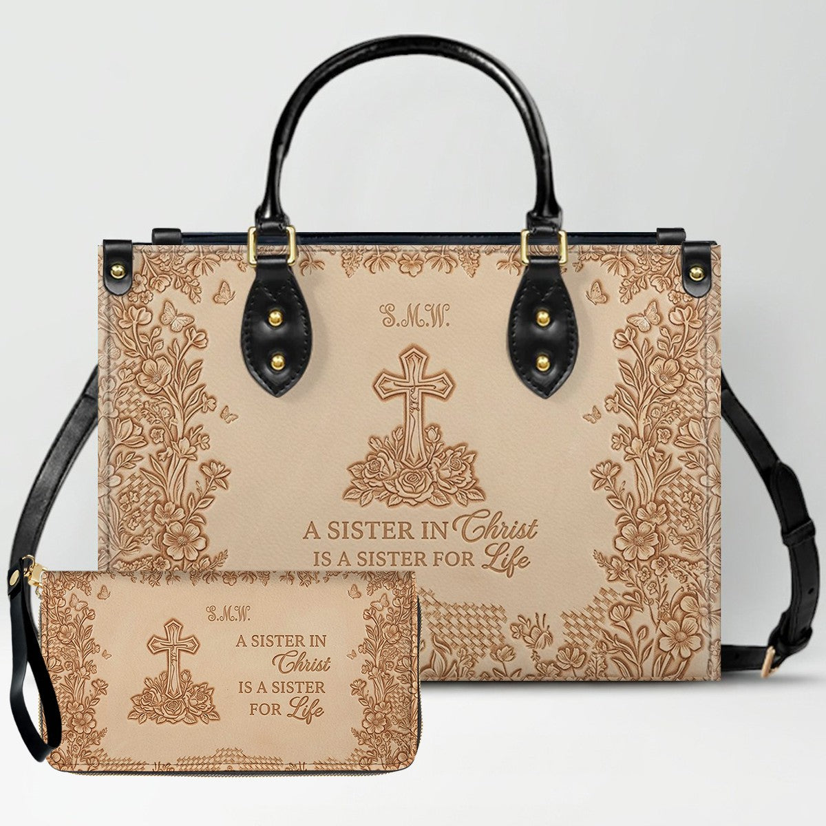 Personalized Leather Handbag | Custom Christian Gifts for Women - Sister in Christ | CHRISTIANARTBAG CAB0371626