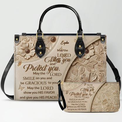 Personalized Bible Verse Leather Handbag & Wallet Set | Custom Christian Purse Set - CHRISTIANARTBAG 02080826