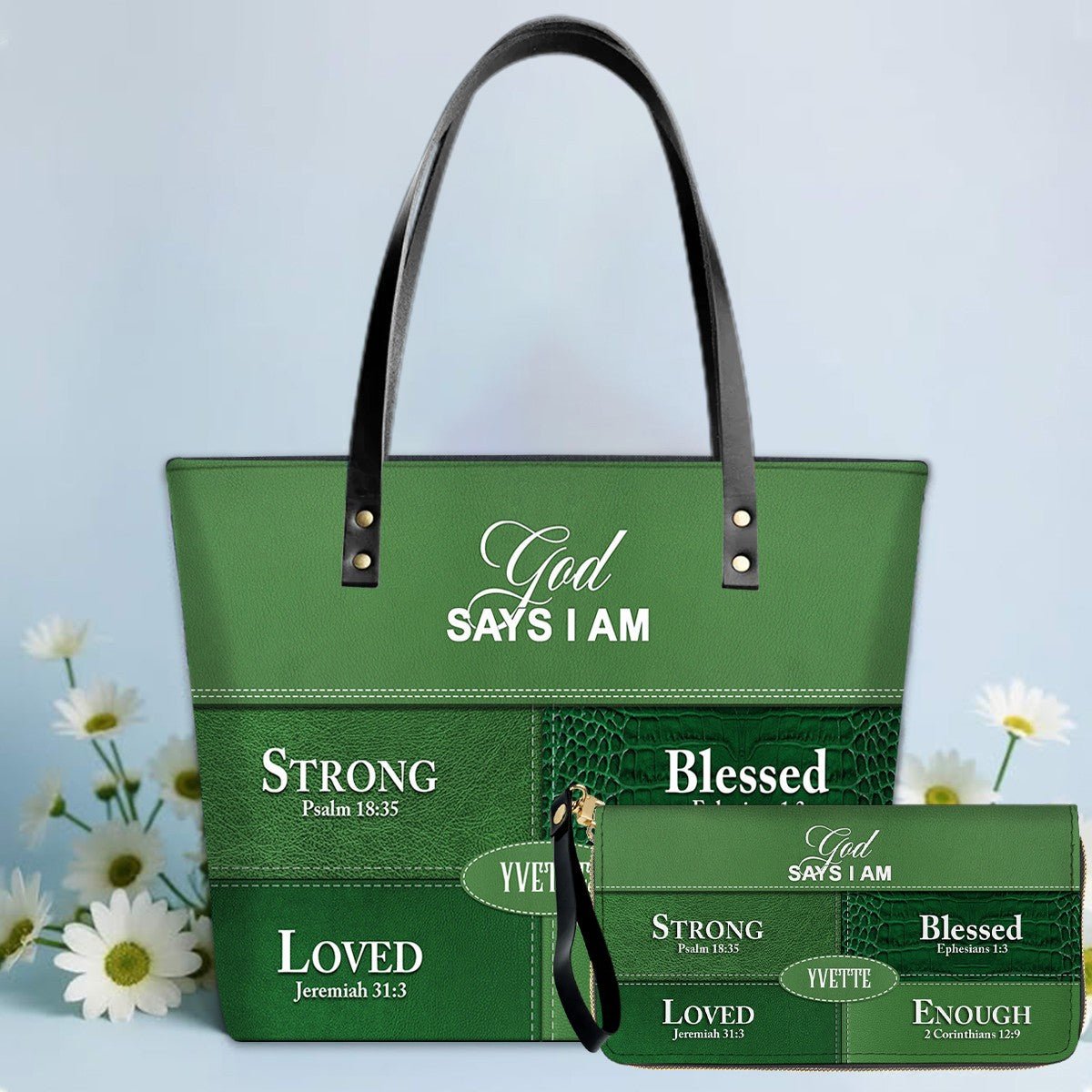Personalized “God Says I Am” Luxury Leather TOTE Bag for Christian Women – Custom Name & Color | CHRISTIANARTBAG