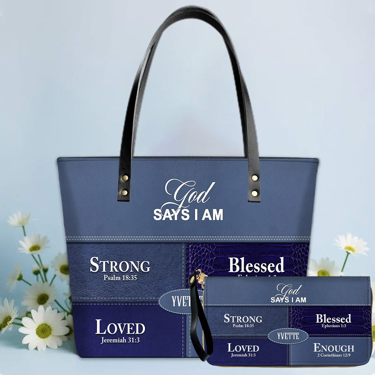 Personalized “God Says I Am” Luxury Leather TOTE Bag for Christian Women – Custom Name & Color | CHRISTIANARTBAG