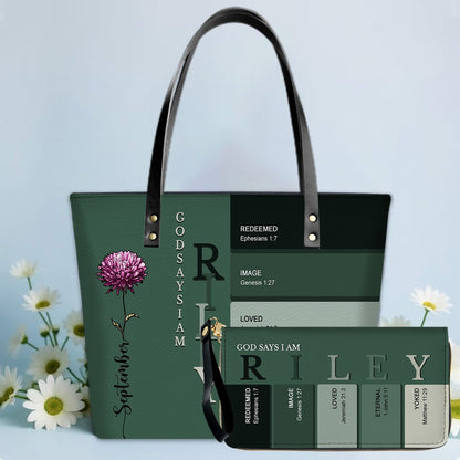 SET - Personalized Leather Tote Bag with Bible Verses – Uncover the sacred meaning of your name – Custom Faith-Inspired Handbag | CHRISTIANARTBAG Leather TOTE Bag