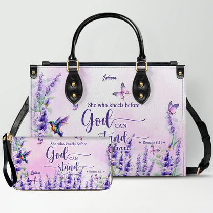 Custom Name Christian Leather Handbag with Matching Long Wallet - Scripture Verse Tote Bag, Inspirational Religious Gift for Women, Mother's Day CAB01042126