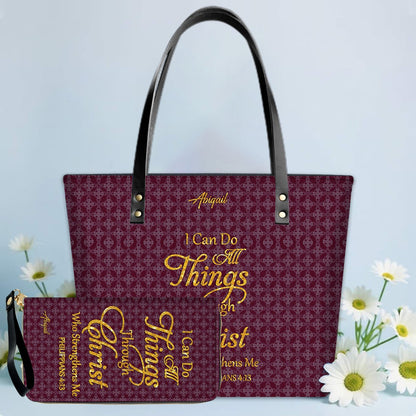 Personalized Leather Tote Bag – Luxury Christian Tote with Custom Name, Bible Verse, Gift for Women | CHRISTIANARTBAG