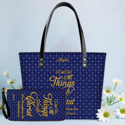 Personalized Leather Tote Bag – Luxury Christian Tote with Custom Name, Bible Verse, Gift for Women | CHRISTIANARTBAG