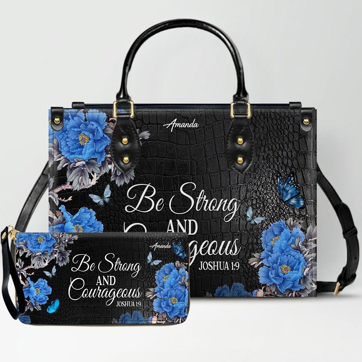 Personalized Christian Leather Handbag & Long Wallet Set – Christian Bible Verse Bag | CHRISTIANARTBAG CAB01012326