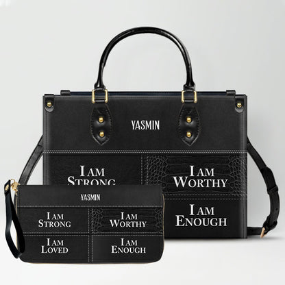 CHRISTIANARTBAG Personalized Leather Handbag & Long Wallet Set