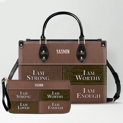 CHRISTIANARTBAG Personalized Leather Handbag & Long Wallet Set