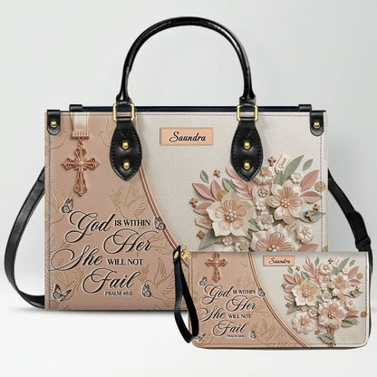 CHRISTIANARTBAG Personalized Leather Handbag and Wallet Set | Beige Custom Name Cross Purse & Long Wristlet Clutch CAB01061626