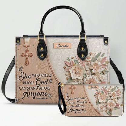 CHRISTIANARTBAG Personalized Leather Handbag and Wallet Set | Beige Custom Name Cross Purse & Long Wristlet Clutch CAB01061626