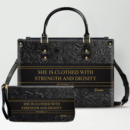 Personalized Christian Leather Handbag & Wallet Set | Custom Bible Verse Purse | CHRISTIANARTBAG CAB01030526