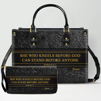 Luxury Embossed Leather Christian Tote Bag - Custom Name & Scripture Purse - Premium Faith Gift for Women CAB0132426