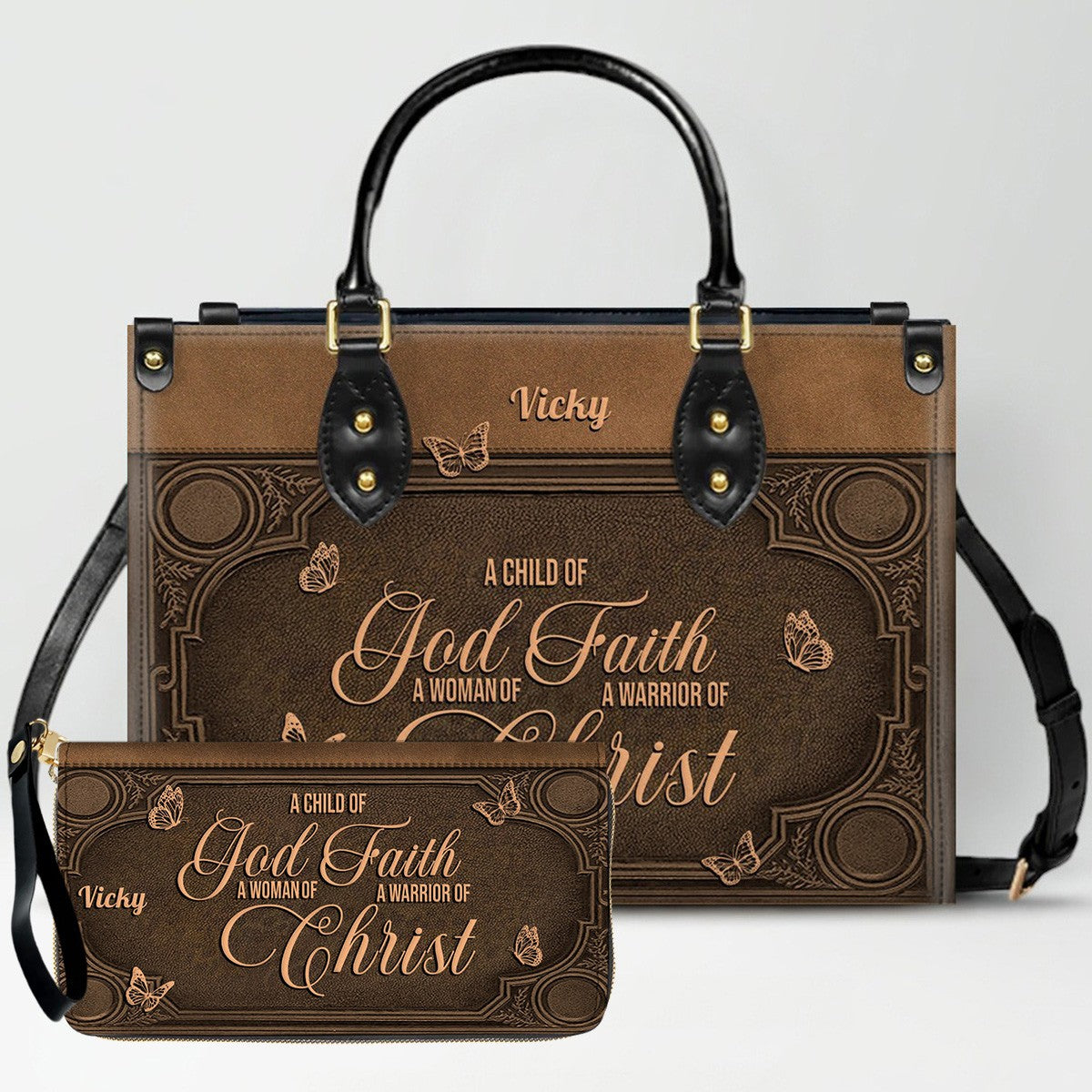 Custom Scripture Leather Tote & Wallet Set | Personalized Faith Gifts by CHRISTIANARTBAG CAB01042026
