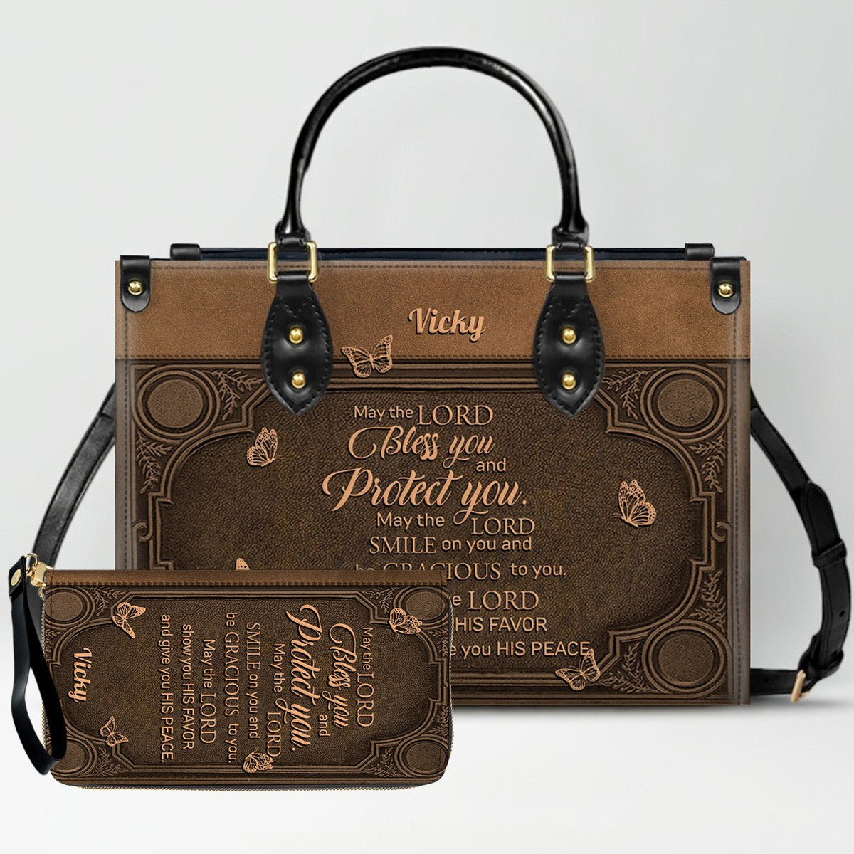 Custom Scripture Leather Tote & Wallet Set | Personalized Faith Gifts by CHRISTIANARTBAG CAB01042026