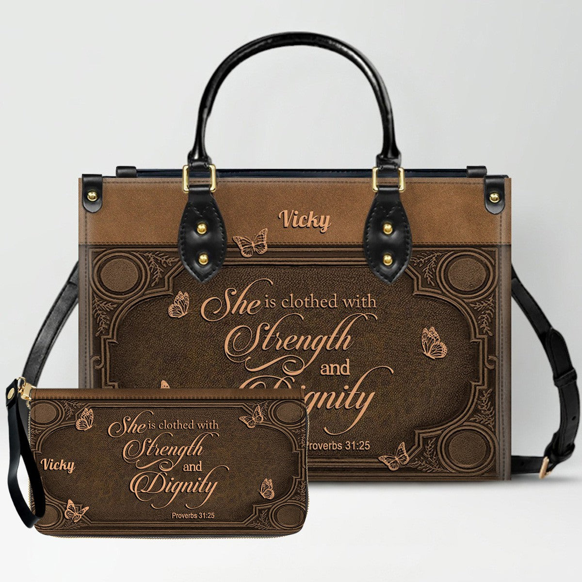 Custom Scripture Leather Tote & Wallet Set | Personalized Faith Gifts by CHRISTIANARTBAG CAB01042026
