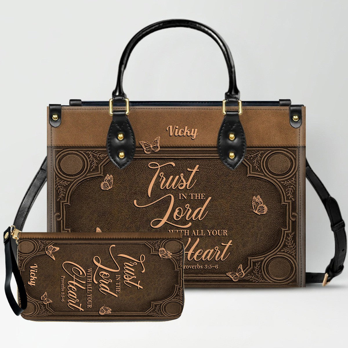 Custom Scripture Leather Tote & Wallet Set | Personalized Faith Gifts by CHRISTIANARTBAG CAB01042026