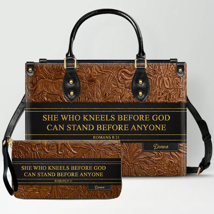Luxury Embossed Leather Christian Tote Bag - Custom Name & Scripture Purse - Premium Faith Gift for Women CAB0132426