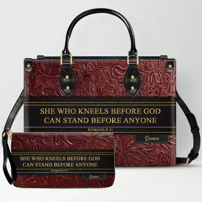 Luxury Embossed Leather Christian Tote Bag - Custom Name & Scripture Purse - Premium Faith Gift for Women CAB0132426