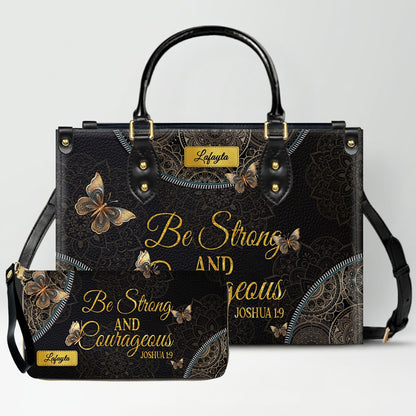 Personalized Leather Handbag for Women - Custom Bible Verse Tote Bag - Christian Gift with Butterfly & Mandala Design - CHRISTIANARTBAG CAB14926