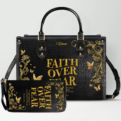 CHRISTIANARTBAG Personalized Leather Handbag & Wallet Set - Custom Name | Christian Gift | CHRISTIANARTBAG CAB014226