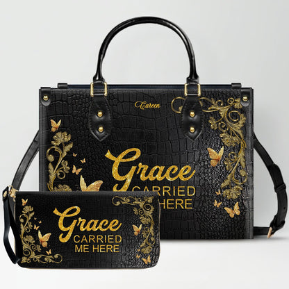 CHRISTIANARTBAG Personalized Leather Handbag & Wallet Set - Custom Name | Christian Gift | CHRISTIANARTBAG CAB014226