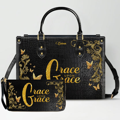 CHRISTIANARTBAG Personalized Leather Handbag & Wallet Set - Custom Name | Christian Gift | CHRISTIANARTBAG CAB014226