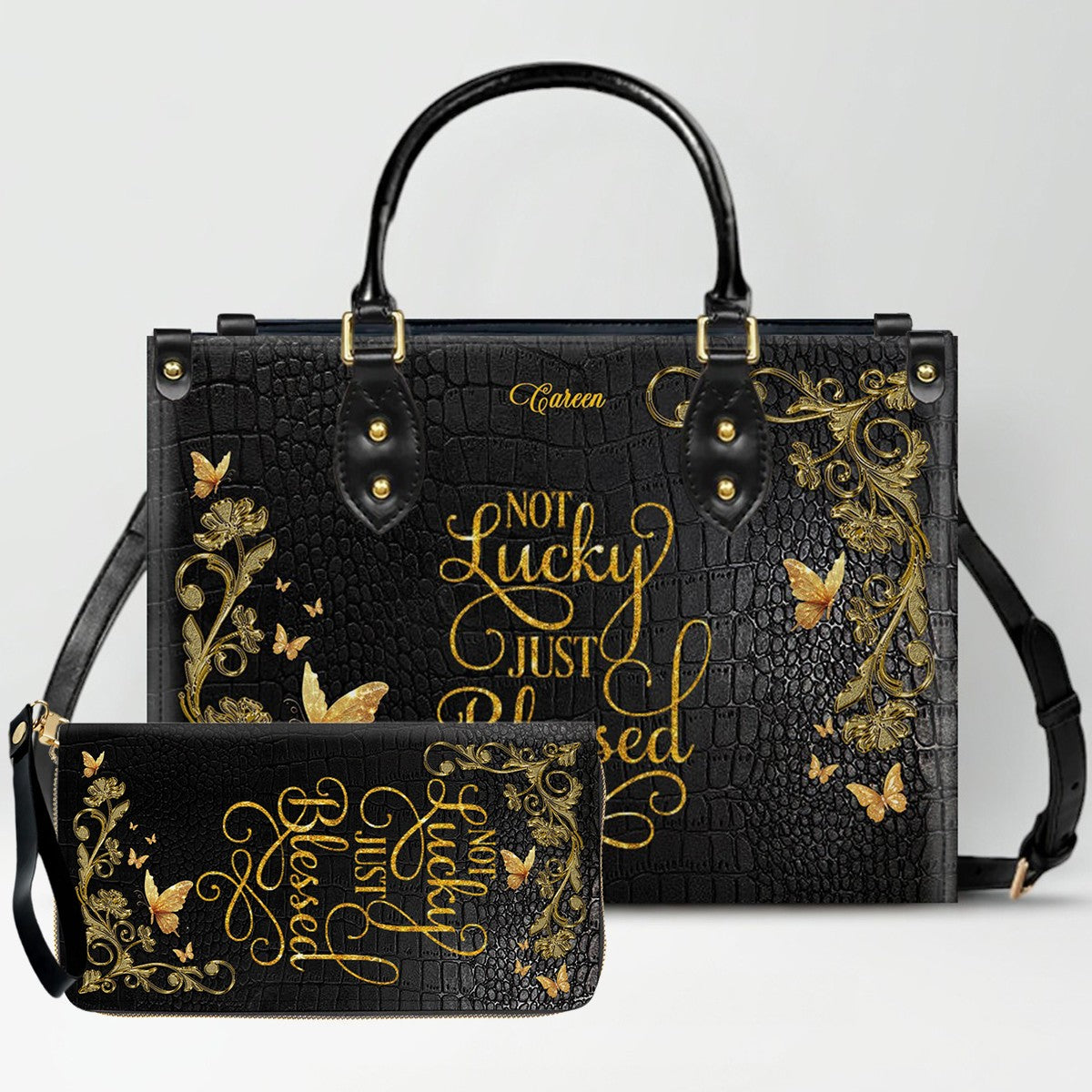 CHRISTIANARTBAG Personalized Leather Handbag & Wallet Set - Custom Name | Christian Gift | CHRISTIANARTBAG CAB014226