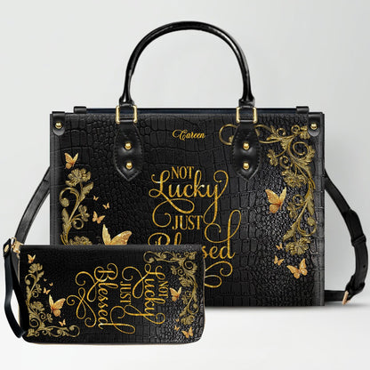 CHRISTIANARTBAG Personalized Leather Handbag & Wallet Set - Custom Name | Christian Gift | CHRISTIANARTBAG CAB014226