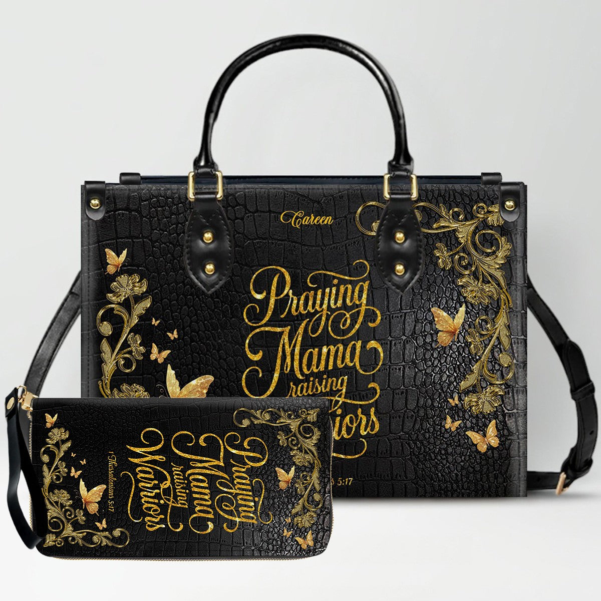 CHRISTIANARTBAG Personalized Leather Handbag & Wallet Set - Custom Name | Christian Gift | CHRISTIANARTBAG CAB014226